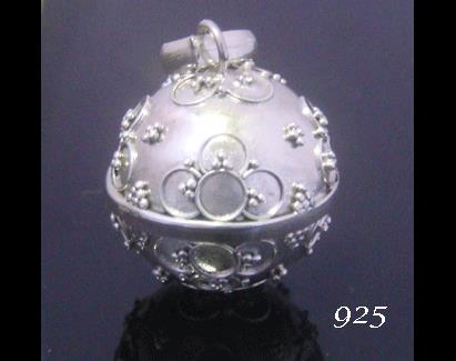 Sterling Silver Harmony Ball, Traditional Balinese Motifs Design - Click Image to Close